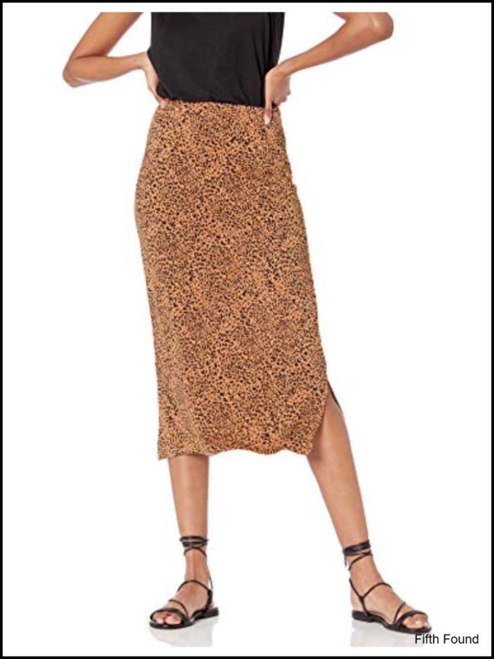 Women's Pull-On Knit Midi Skirt Elastic Waist Side Slits Rayon Stretch Jersey